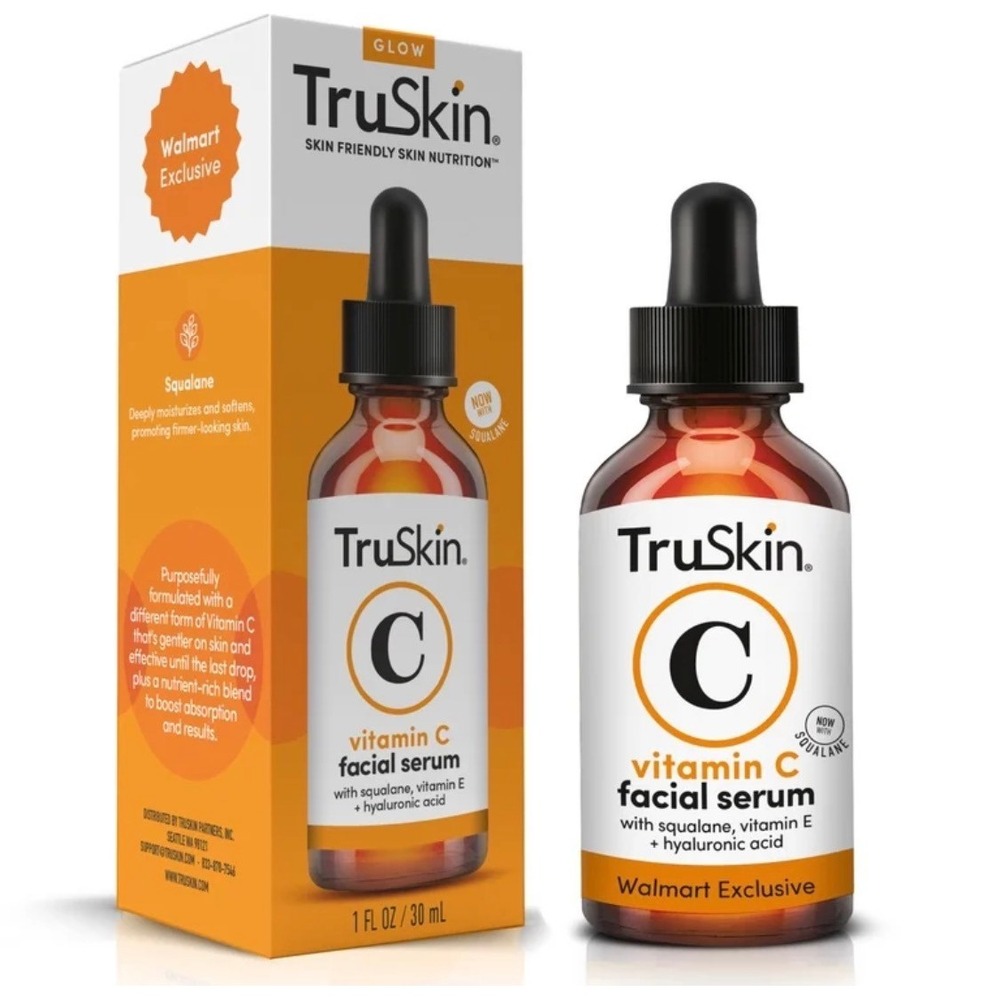 TruSkin Vitamin C Facial Serum with Squalane Hyaluronic Acid 1 fl oz 30 ml NEW